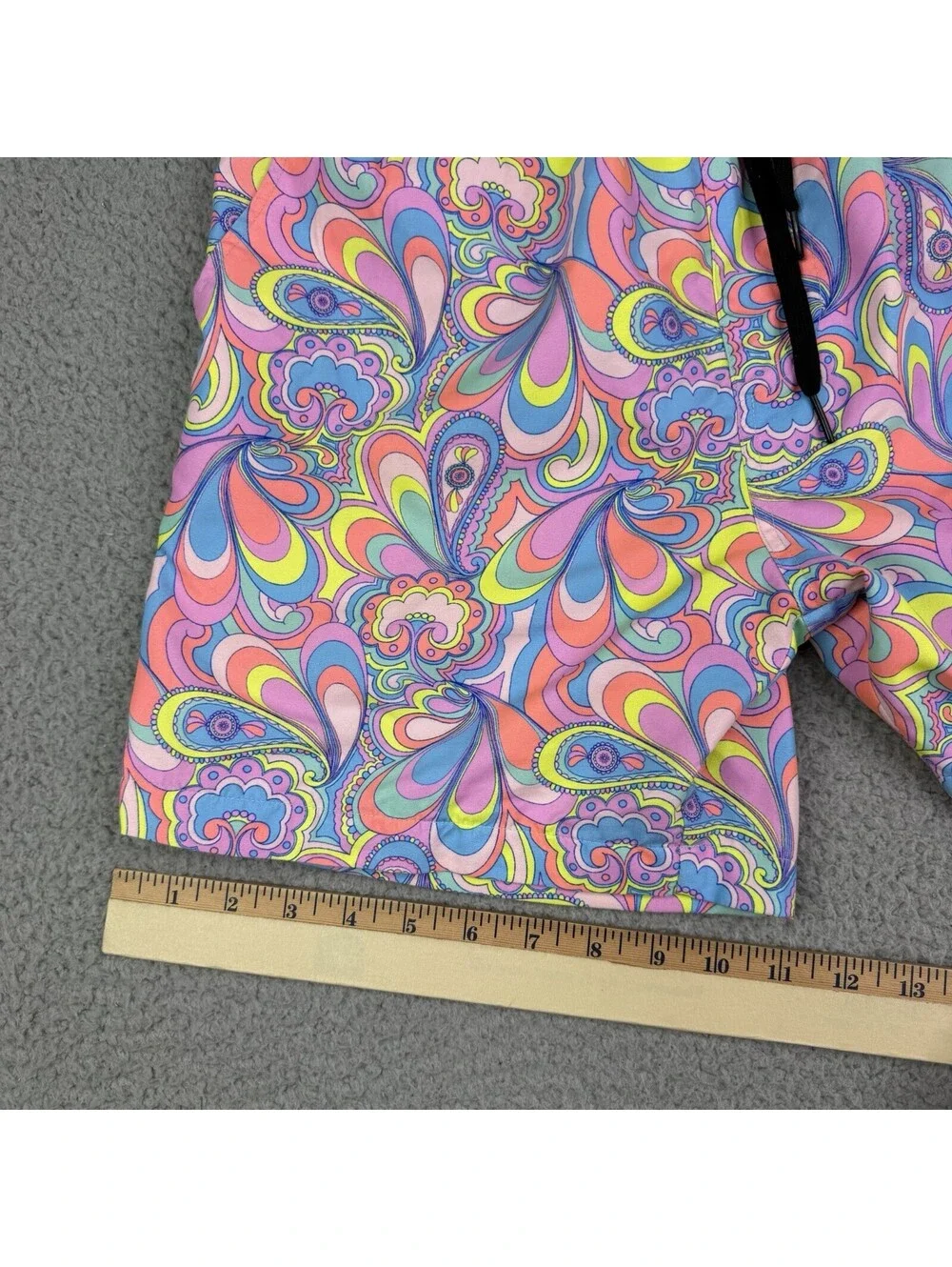 Kulani Kinis Men's Small Tropical Swim Trunks Colorful Groovy Floral Lined